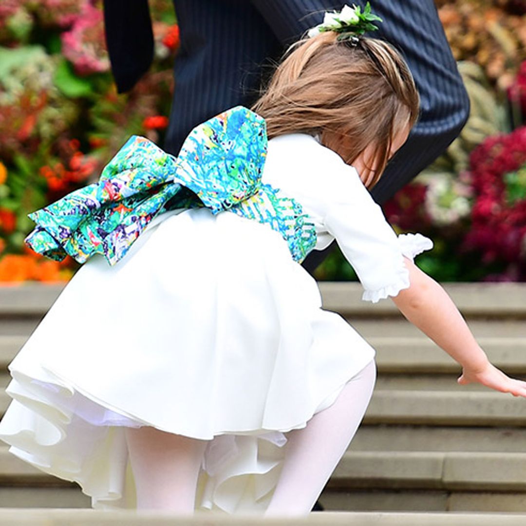 Princess Charlotte takes a tumble on the chapel steps at royal wedding