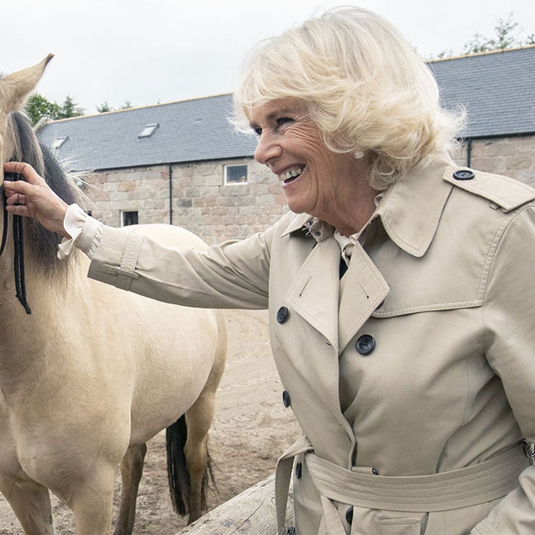 The Duchess of Cornwall shocks in heels for a trip to the stables