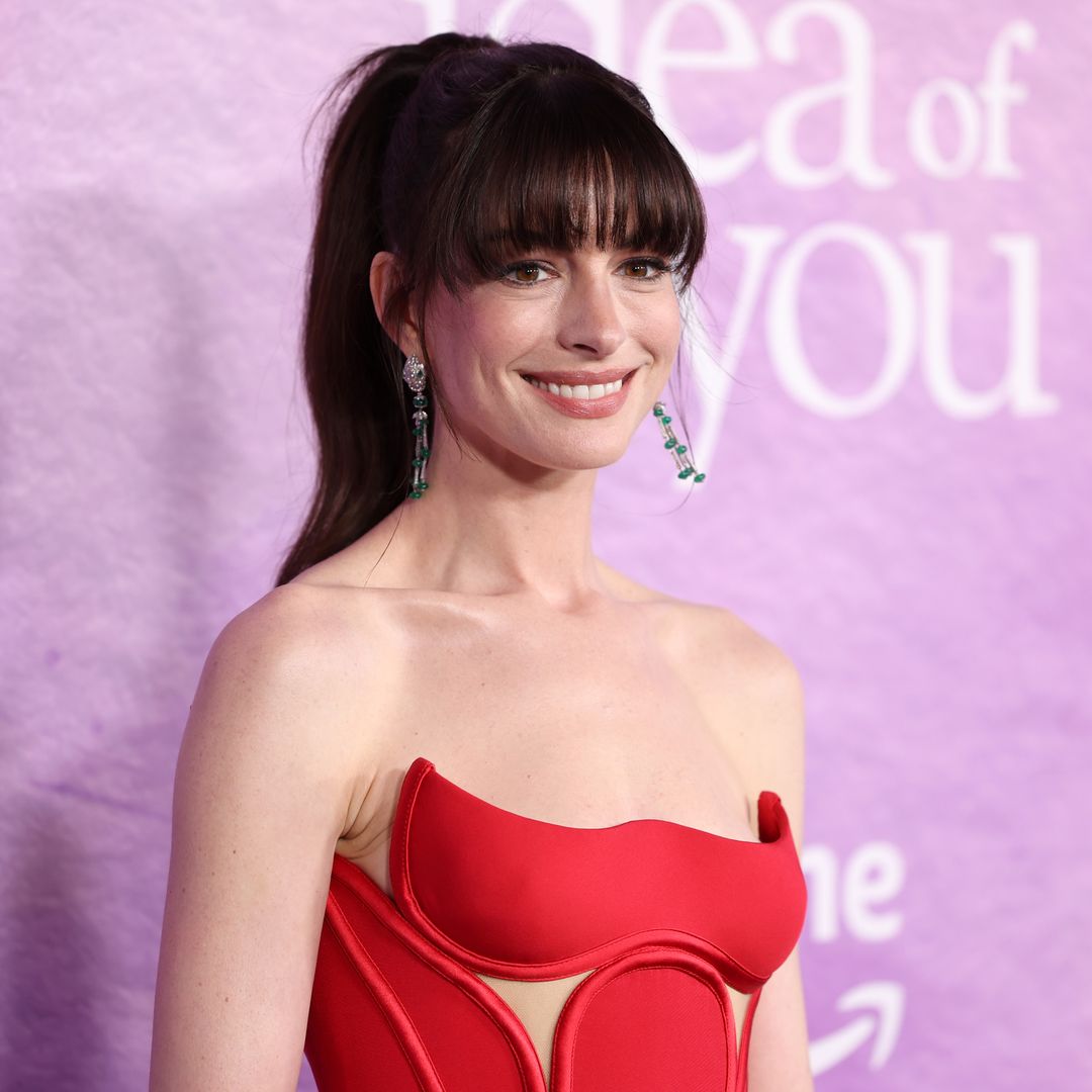 Anne Hathaway is a vision in red strapless gown after star opened up about her sobriety journey