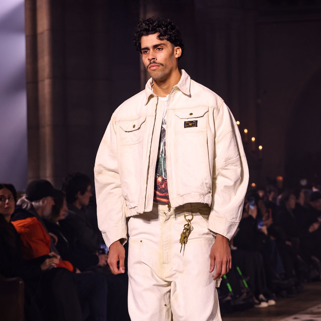 Bernie MartiÂ­nez Ocasio walks the runway during the Willy Chavarria Menswear Fall-Winter 2025/2026 show as part of Paris Fashion Week on January 24, 2025 in Paris, France