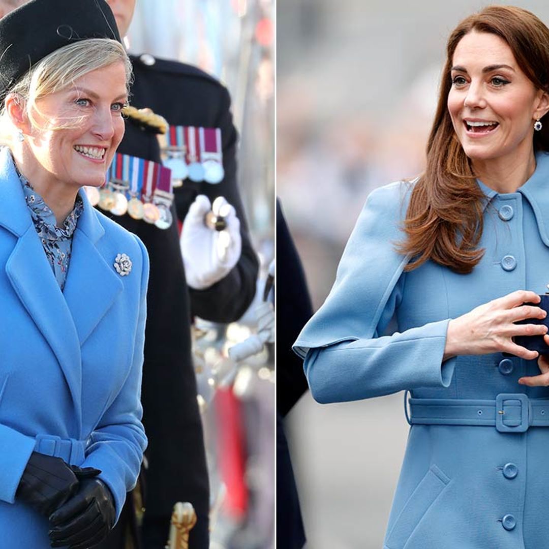 The Countess of Wessex takes style tips from Kate Middleton with chic blue coat  