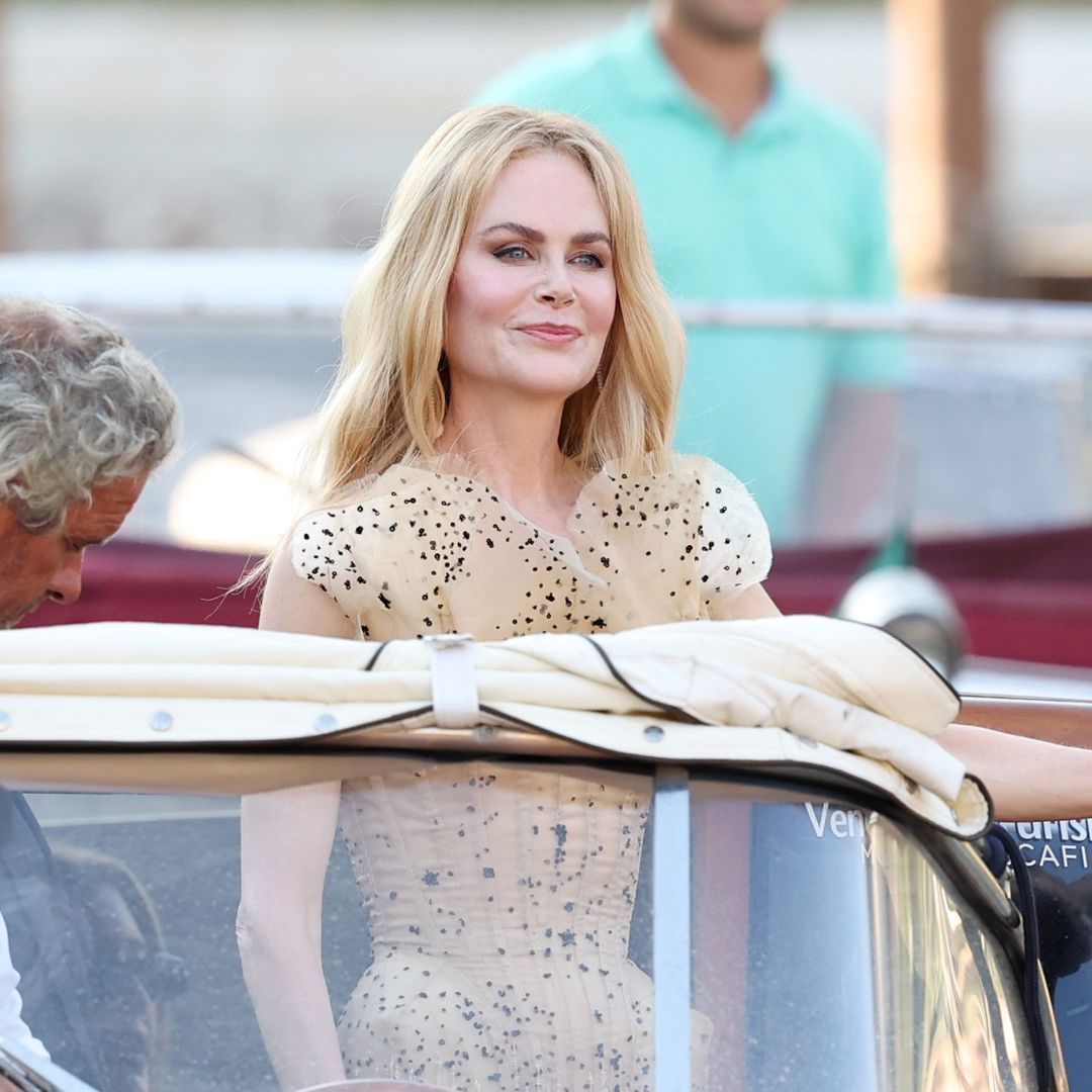 Nicole Kidman stuns in sheer figure-hugging gown as she arrives by boat to Venice Film Festival