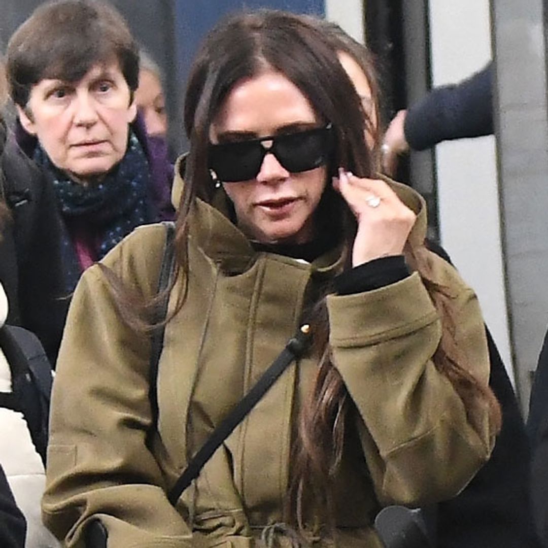 Victoria Beckham hobbles on crutches as she arrives in Paris ahead of fashion show