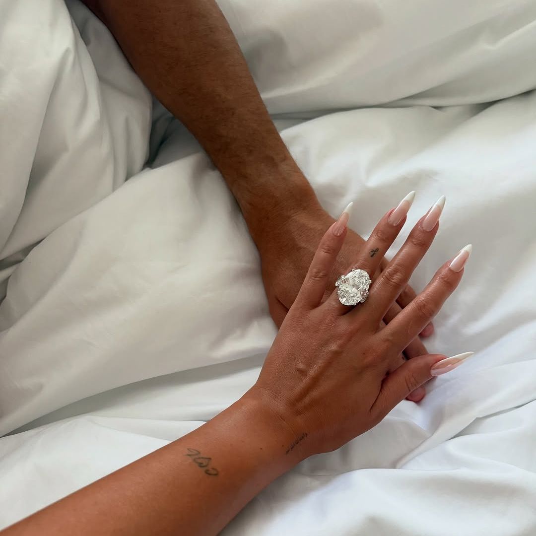 Georgina's effortless engagement manicure is the perfect bridal look