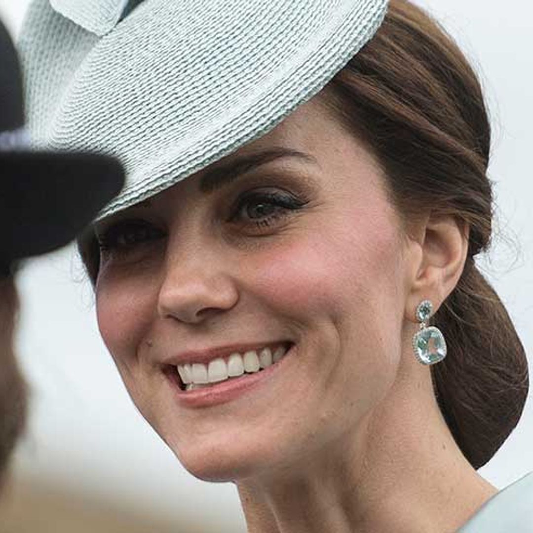 Kate wore an ice-blue coat for the Queen's first garden party of the year