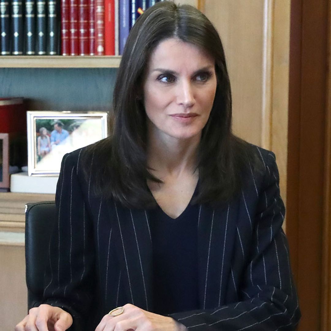 Queen Letizia reveals chic casual work style for video meetings at Palace