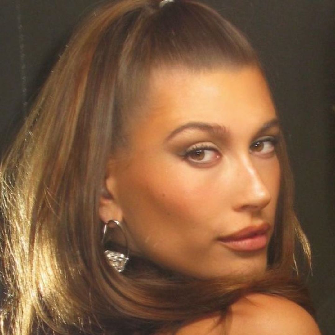 Hailey Bieber’s pulled back fringe is pure retro 1960s glamour mixed with Y2K nostalgia