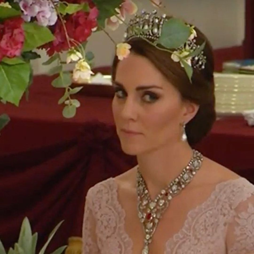 Kate borrows the Queen's ruby necklace at state banquet in honour of King Felipe and Queen Letizia of Spain