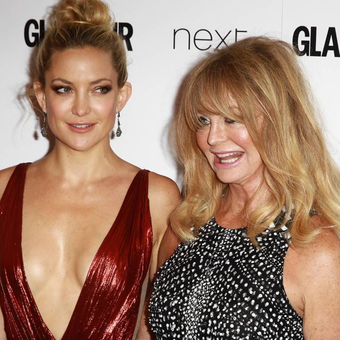 Kate Hudson matches Goldie Hawn in striped bikini during family vacation