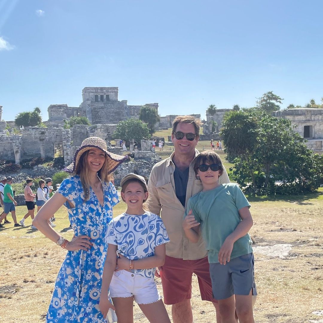 Michael Weatherly and Bojana Janković with their two kids on a family vacation, shared on Instagram