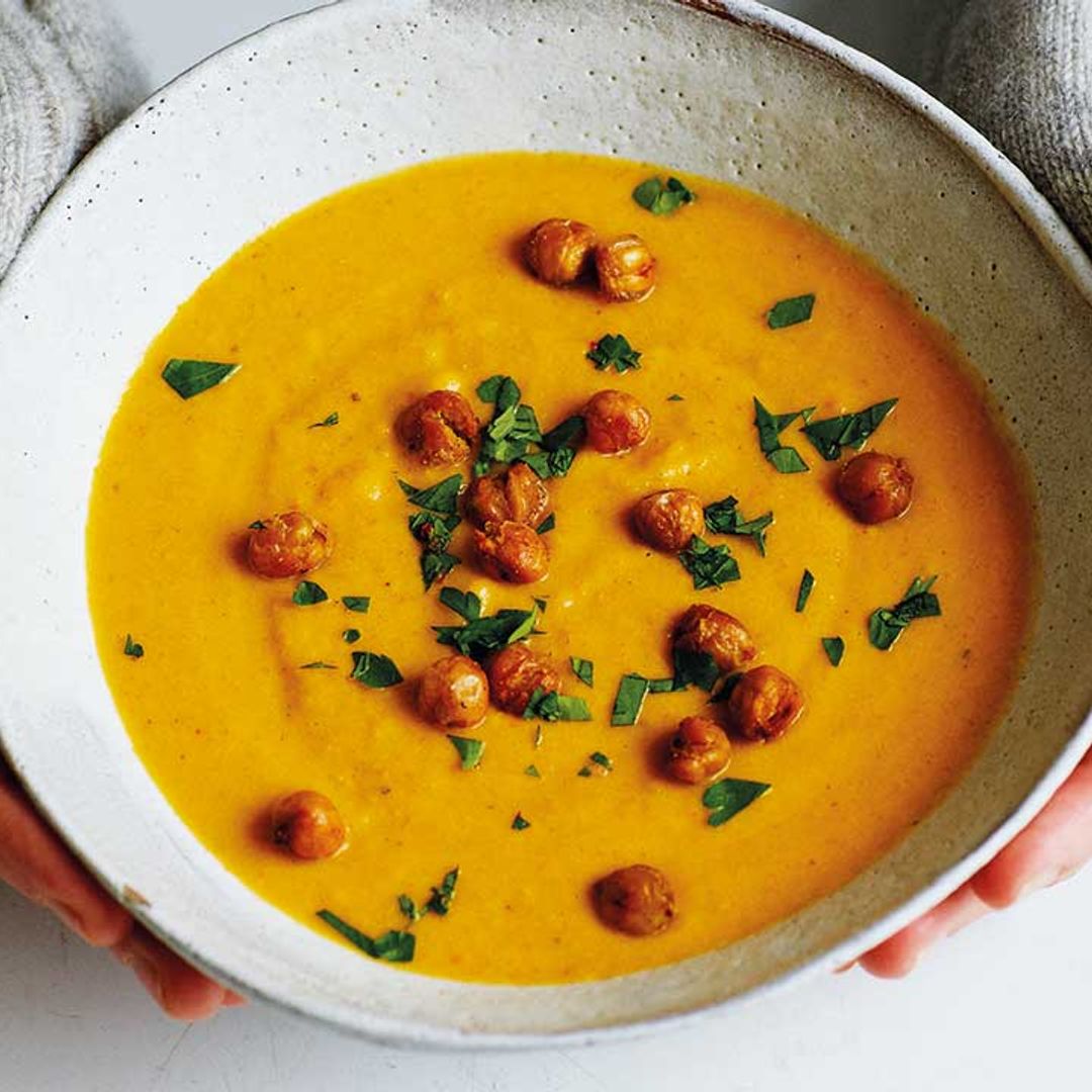 This vegan spicy carrot and chickpea soup is the perfect winter warmer