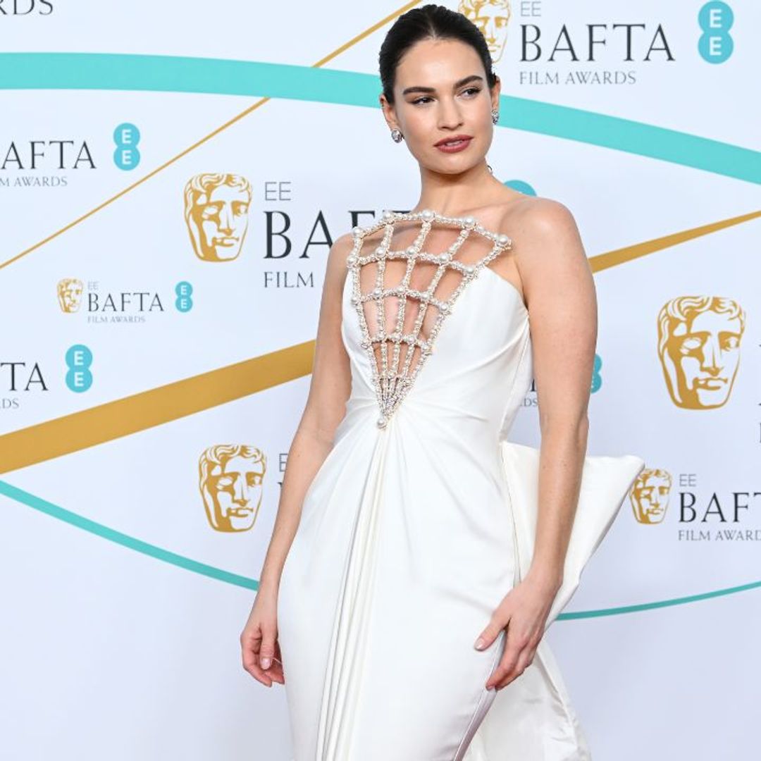 Lily James wears daring "spider-web" couture dress to the 2023 BAFTAs