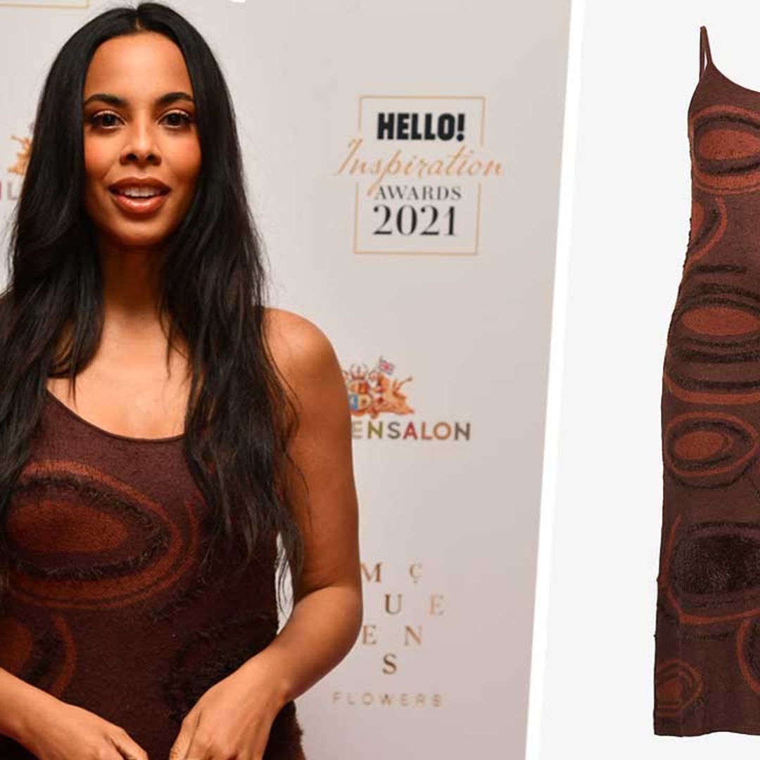 Rochelle Humes rocks figure-flattering dress with geometric print – and wow