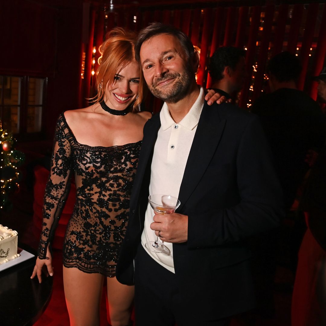  Billie Piper poses alongside Jeremy Langmead at their their joint birthday party in a sheer LBD