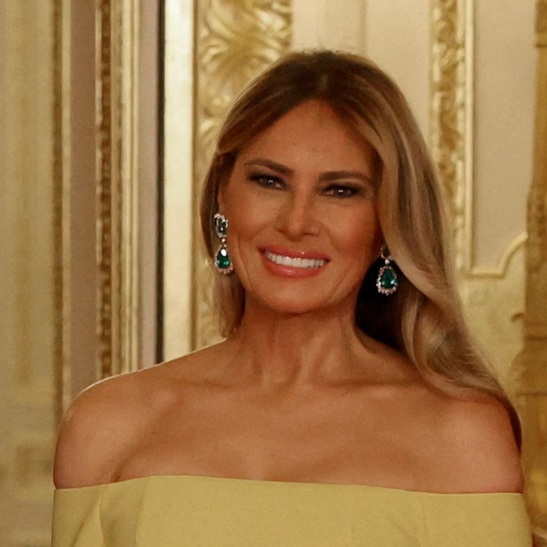 Melania Trump makes a statement in unusual colour clash gown for state banquet