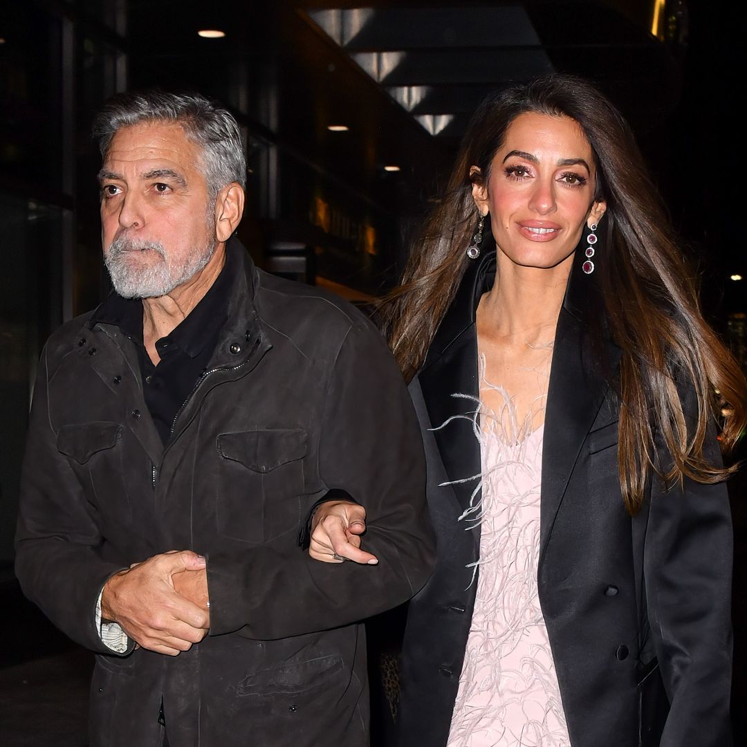 Amal Clooney’s date night feather mini dress is bang on trend for party season