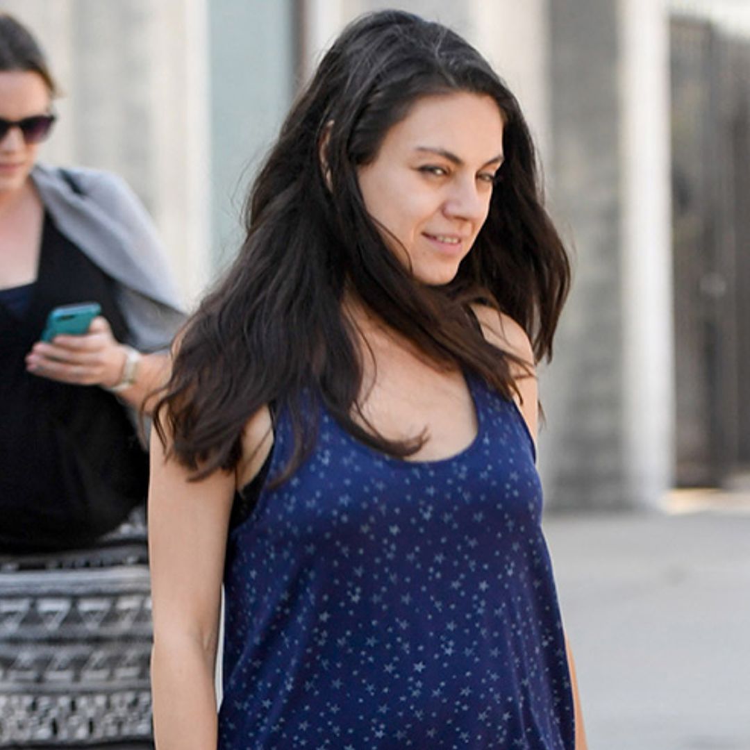 Mila Kunis debuts baby bump after announcing second pregnancy