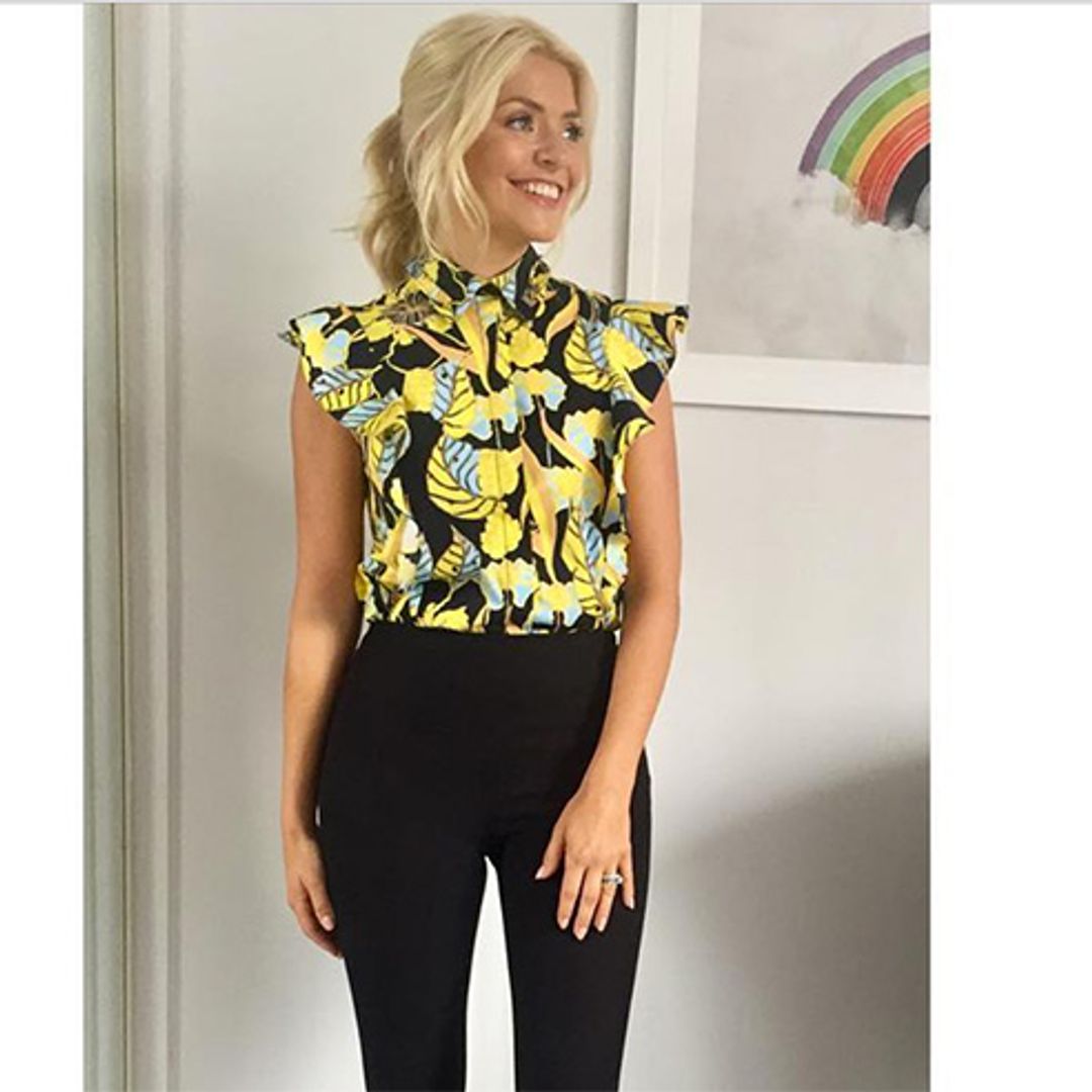 Holly Willoughby looks summer-ready in a £59 yellow and black top from British label Finery