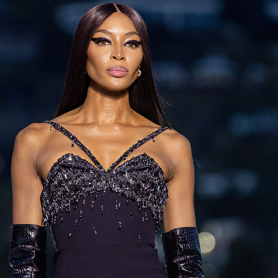 Naomi Campbell storms the runway in tailored thigh-split dress for BOSS