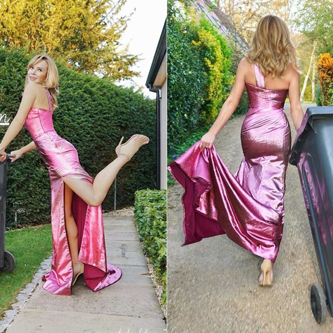 Amanda Holden wears striking sequinned gown to take out the bins – see the drop-dead gorgeous look