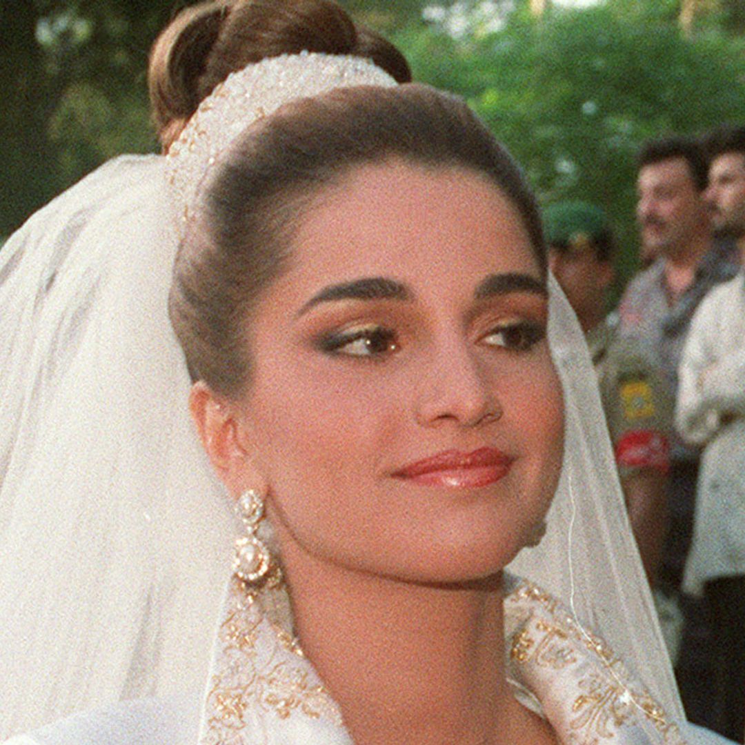 Queen Rania is a golden goddess in rarely-seen second wedding dress