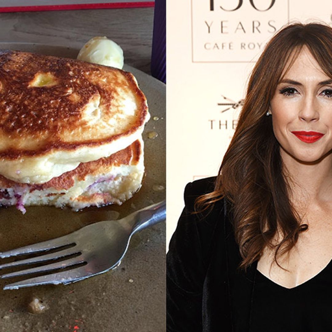 Alex Jones is filling up on pancakes to cope with her sleepless baby night