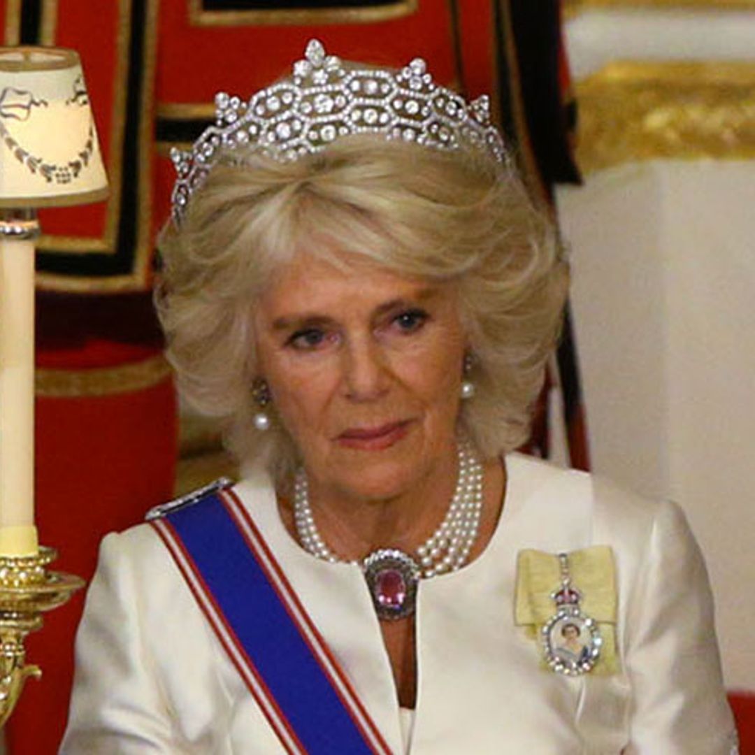 The Duchess of Cornwall dazzles in Queen Mother's tiara at state banquet