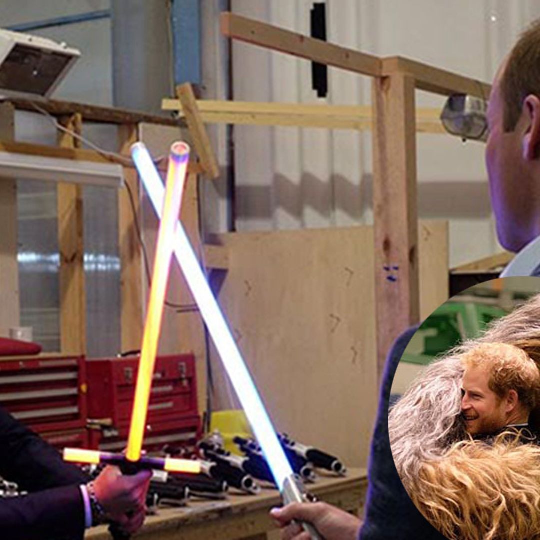 Prince William and Prince Harry visit the set of Star Wars