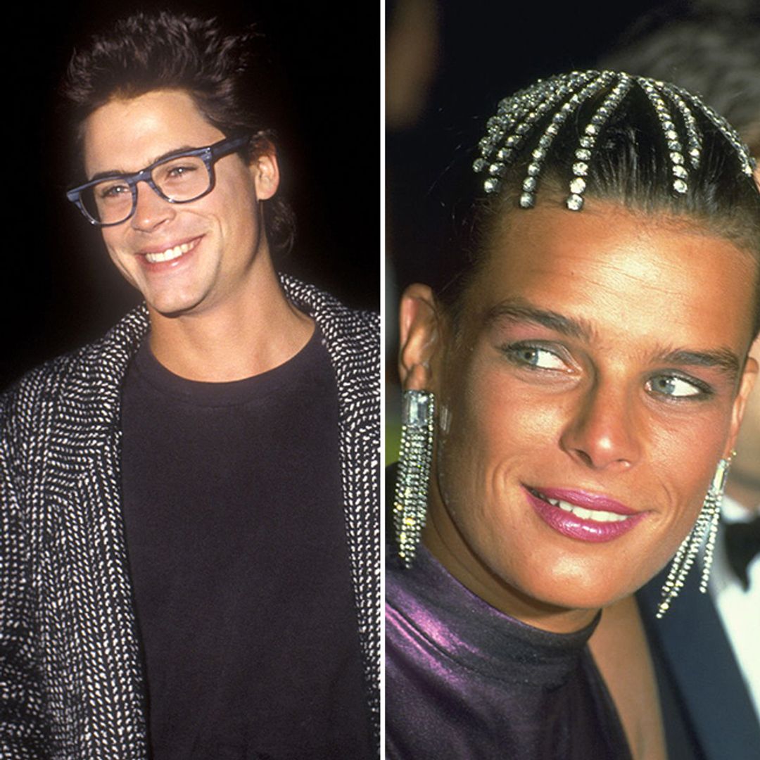 Split image of Rob Lowe and Princess Stephanie, both pictured in the 1980s. 
