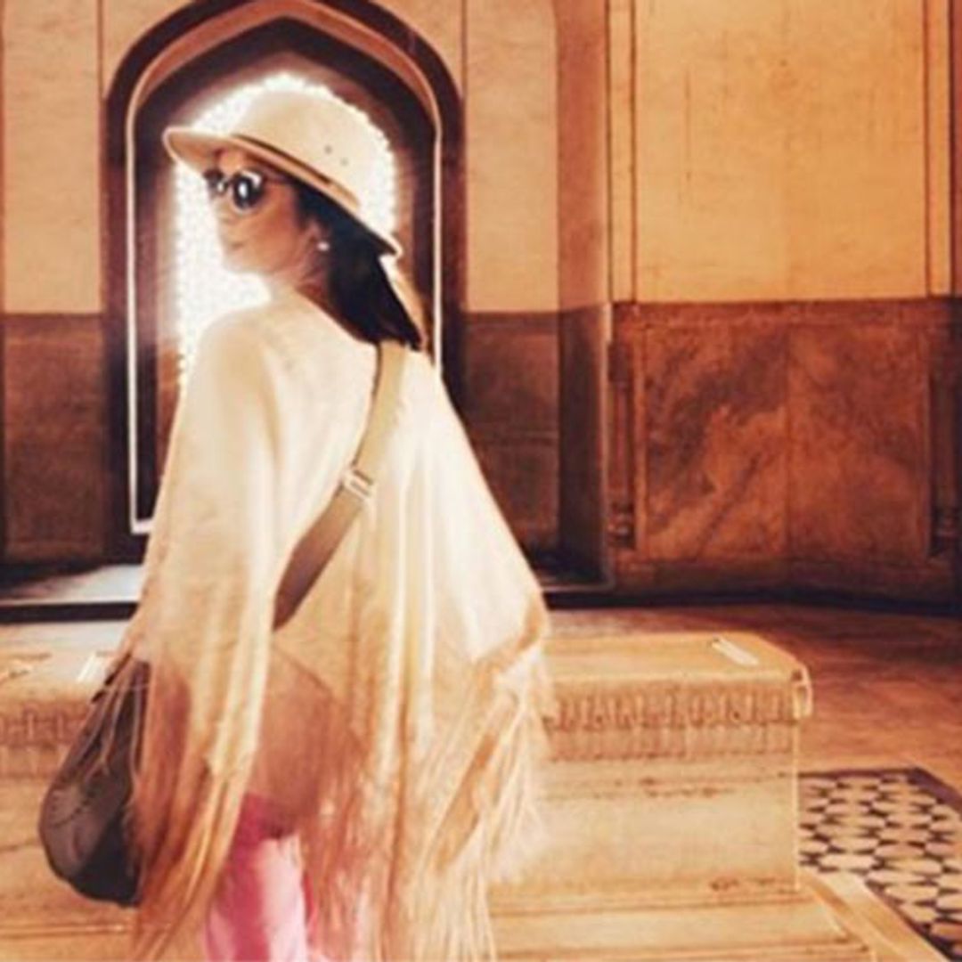 Catherine Zeta-Jones visits the Taj Mahal with 'the three other wonders of the world'