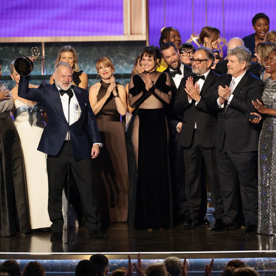Los Angeles, CA   September 14, 2025  John Wells accepts the award for outstanding drama series for "The Pitt" during the show at the 77th Primetime Emmy Awards at the Peacock Theater in Los Angeles, CA, Sunday, Sept. 14, 2025