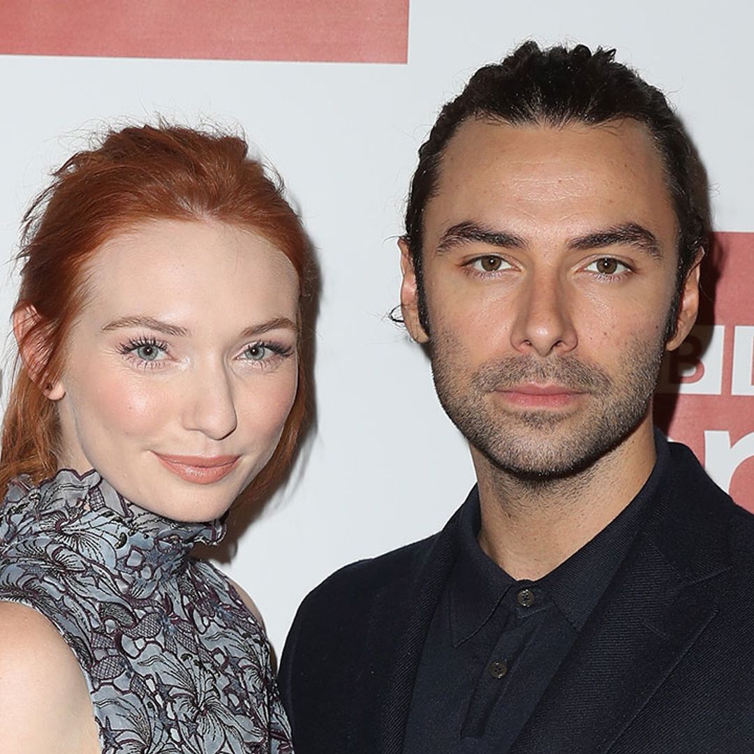 Poldark's Aidan Turner and Eleanor Tomlinson celebrate end of filming with sweet kiss