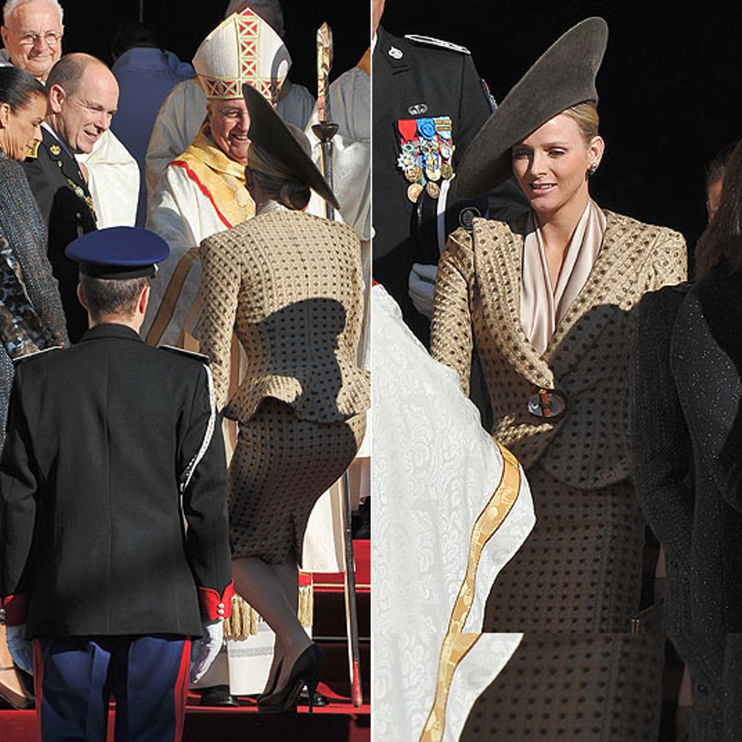 Pride of a prince: Albert's fiancée Charlene immaculately turned out for National Day