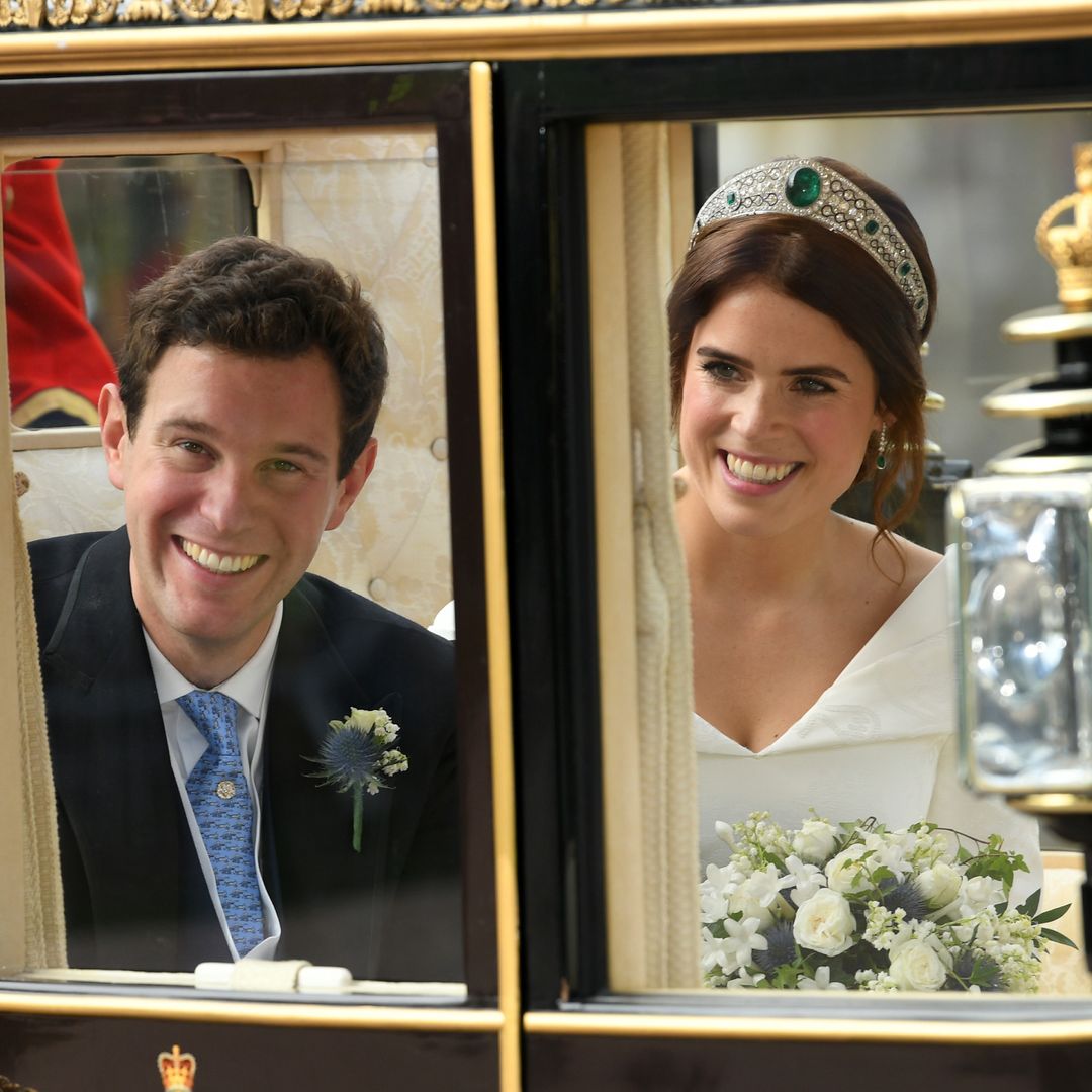 Princess Eugenie shares unseen wedding clips and new family photo with baby Ernest to mark wedding anniversary