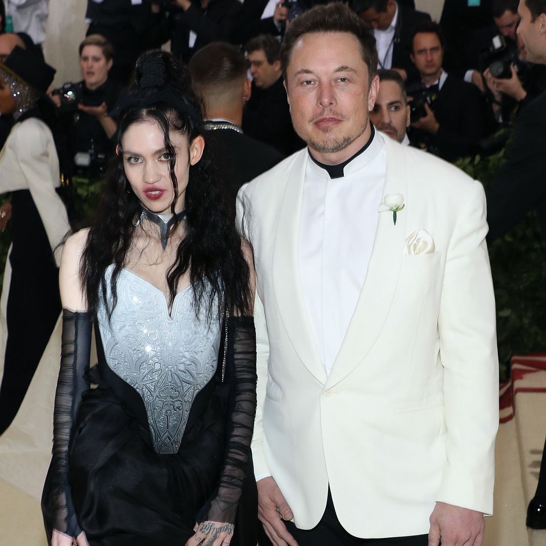 Grimes and Elon stood for a photo at the Met Gala 2018