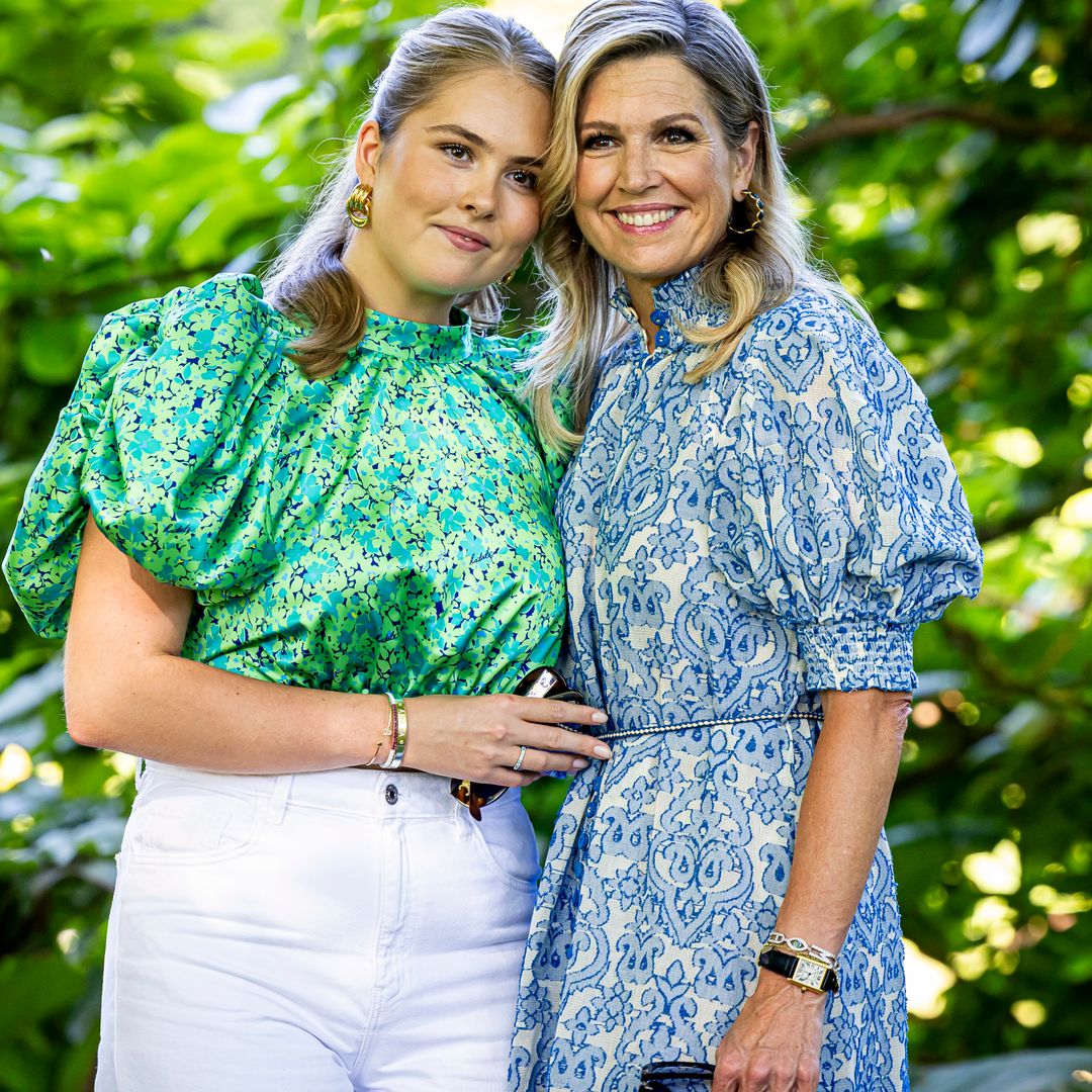 Princess Catharina-Amalia, 21, goes rogue in backless top and Adidas trainers in family portraits