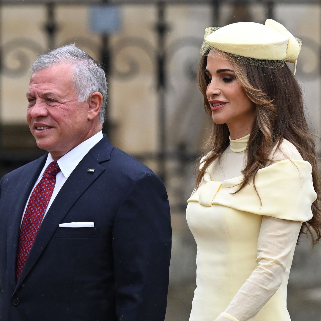 Queen Rania of Jordan is picture perfect in mesh pencil dress for the royal coronation