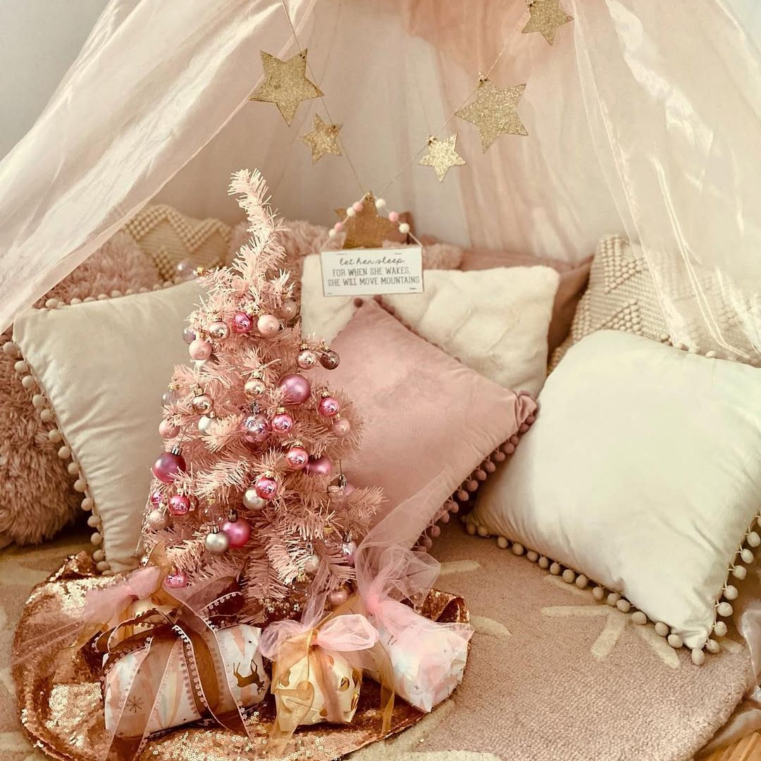 Lacey Chabert films a "Christmas corner" created for her daughter Julia in their home, shared on Instagram