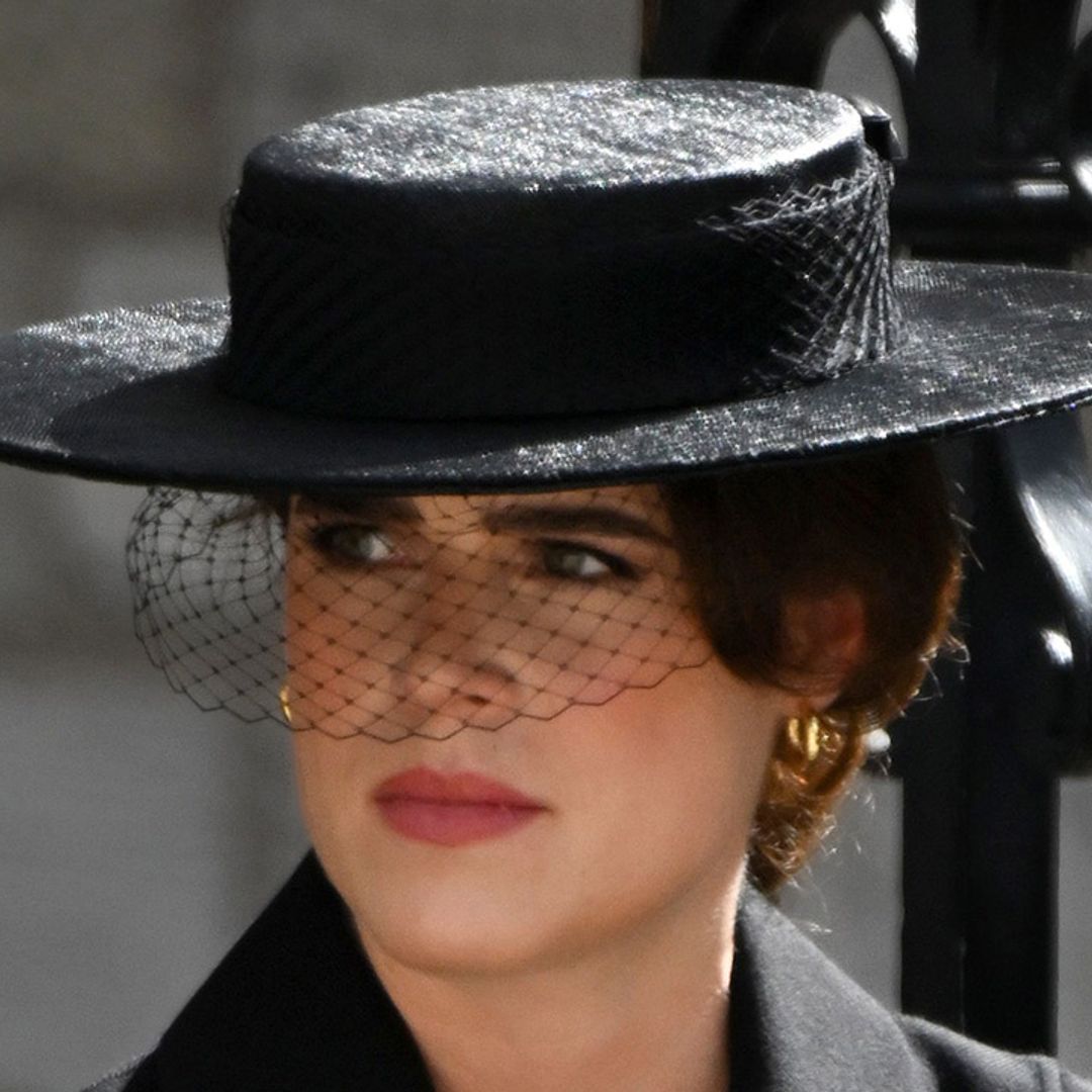 Princess Eugenie is elegant in bold hat and gold jewellery at Queen’s funeral