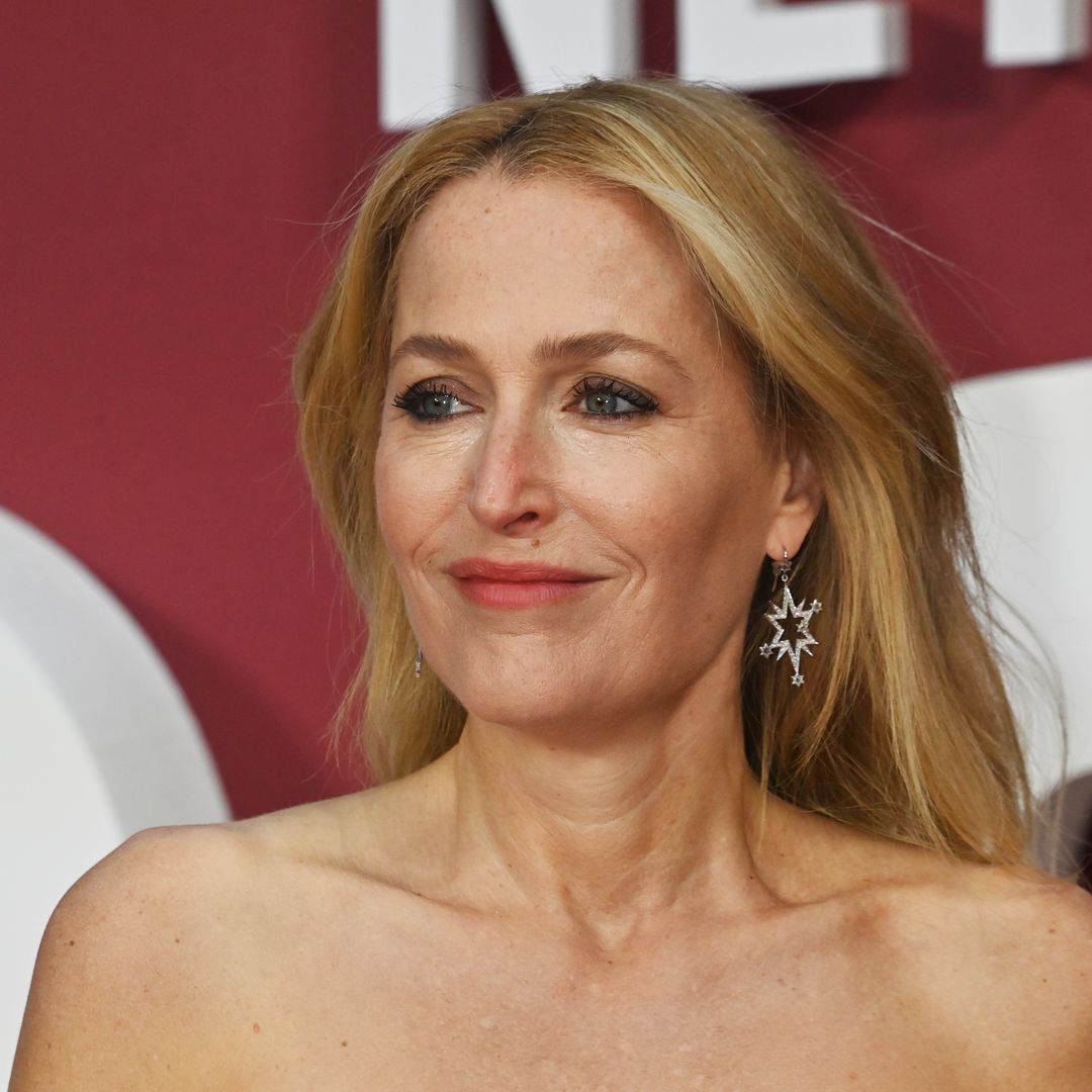 Gillian Anderson sparkles in slinky black dress — exclusive