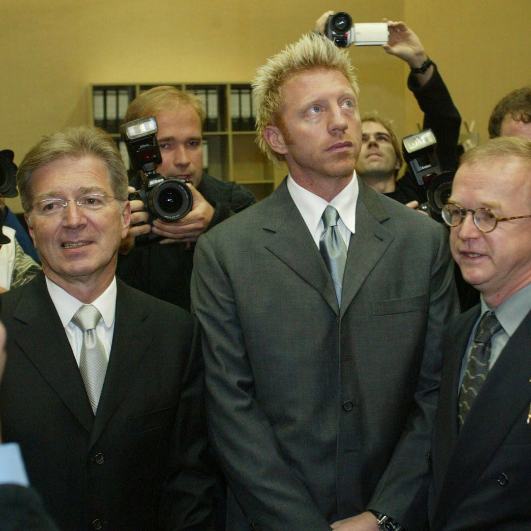 BORIS BECKER - PROZESSBEGINN WEGEN STEUERHINTERZIEHUNG, Muenchen; Boris BECKER mit seinen Anwaelten Prof. Dr. Erich SAMSON und Dr. Joerg WEIGELL