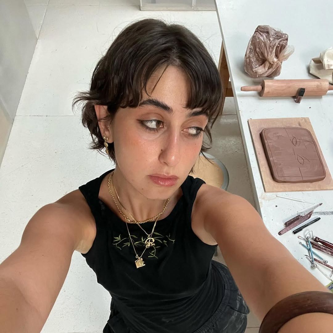 Rama Duwaji takes a selfie in front of her clay ceramic set, shared on Instagram
