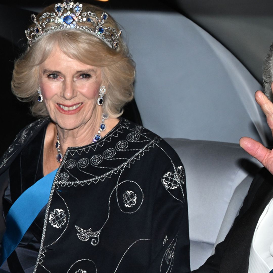 Queen Consort Camilla wows in show-stopping blue gown and matching tiara at Diplomatic Reception