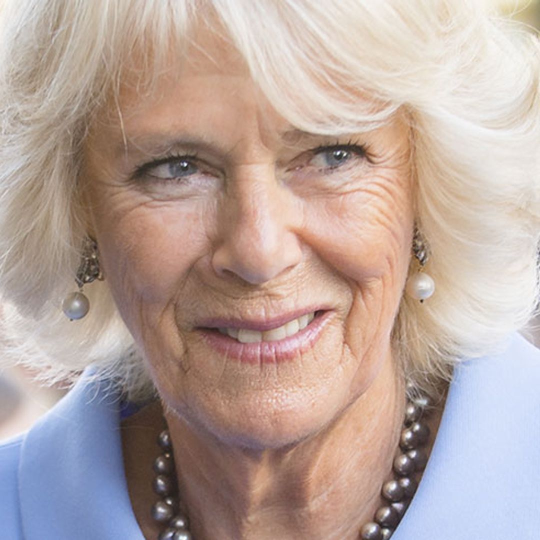 Camilla, Duchess of Cornwall shows off her holiday glow in pale blue skirt suit