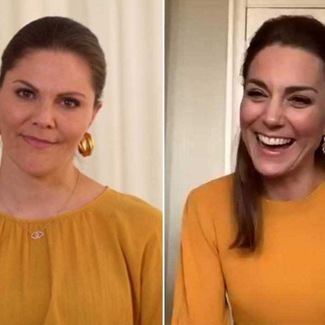 Crown Princess Victoria twins with Kate Middleton in daring mustard dress