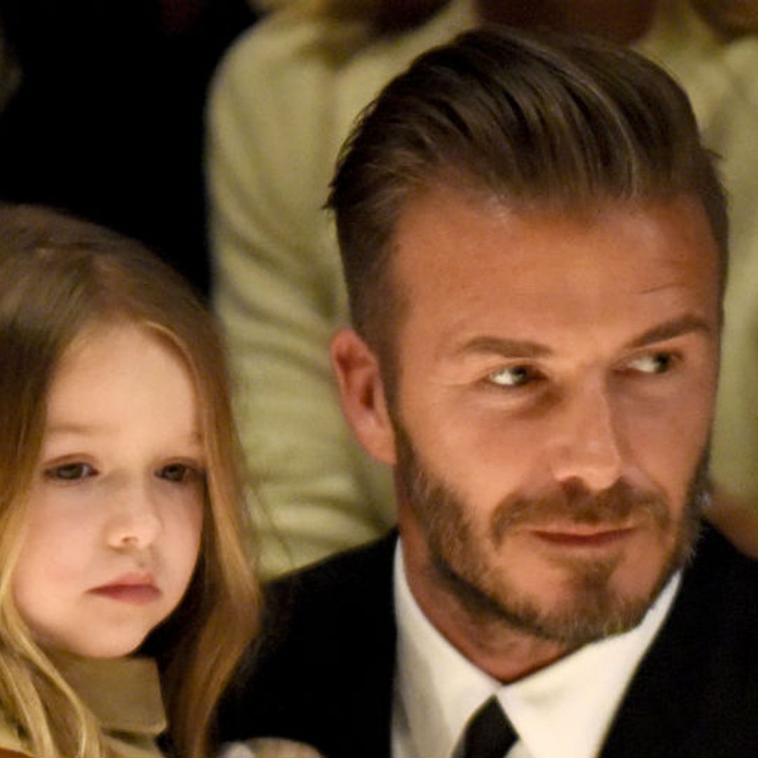 David Beckham competes in the dad's race at Harper's sports day