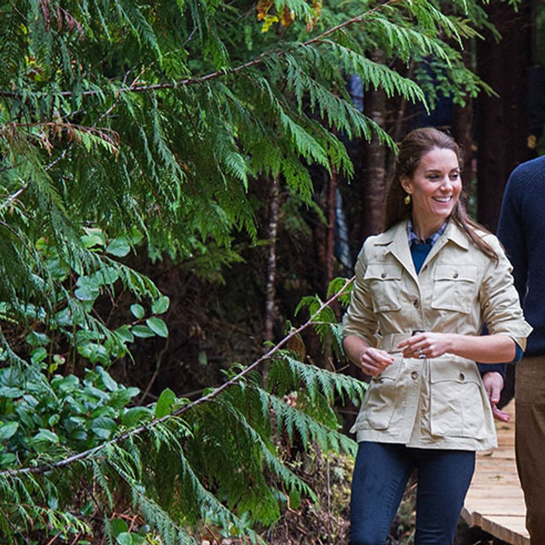 Prince William and Kate brave the rain to explore the rainforest in Canada