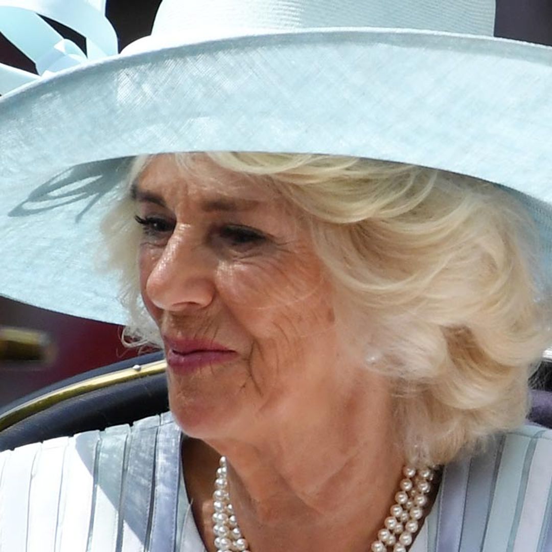 Duchess Camilla surprises in stripes and pearls at Trooping the Colour