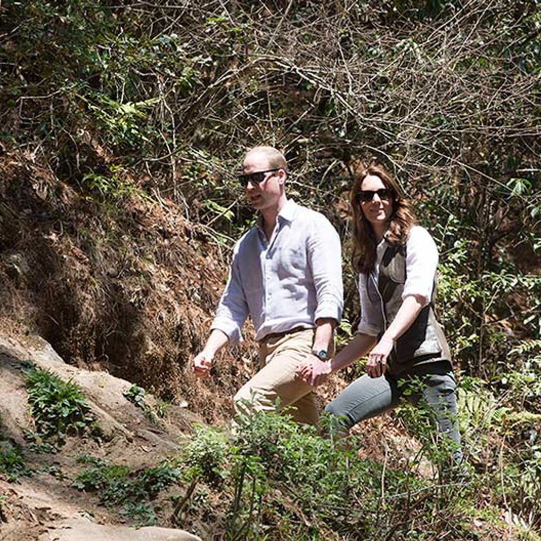 Prince William and Kate share rare moment of public affection as they tackle mountain climb together