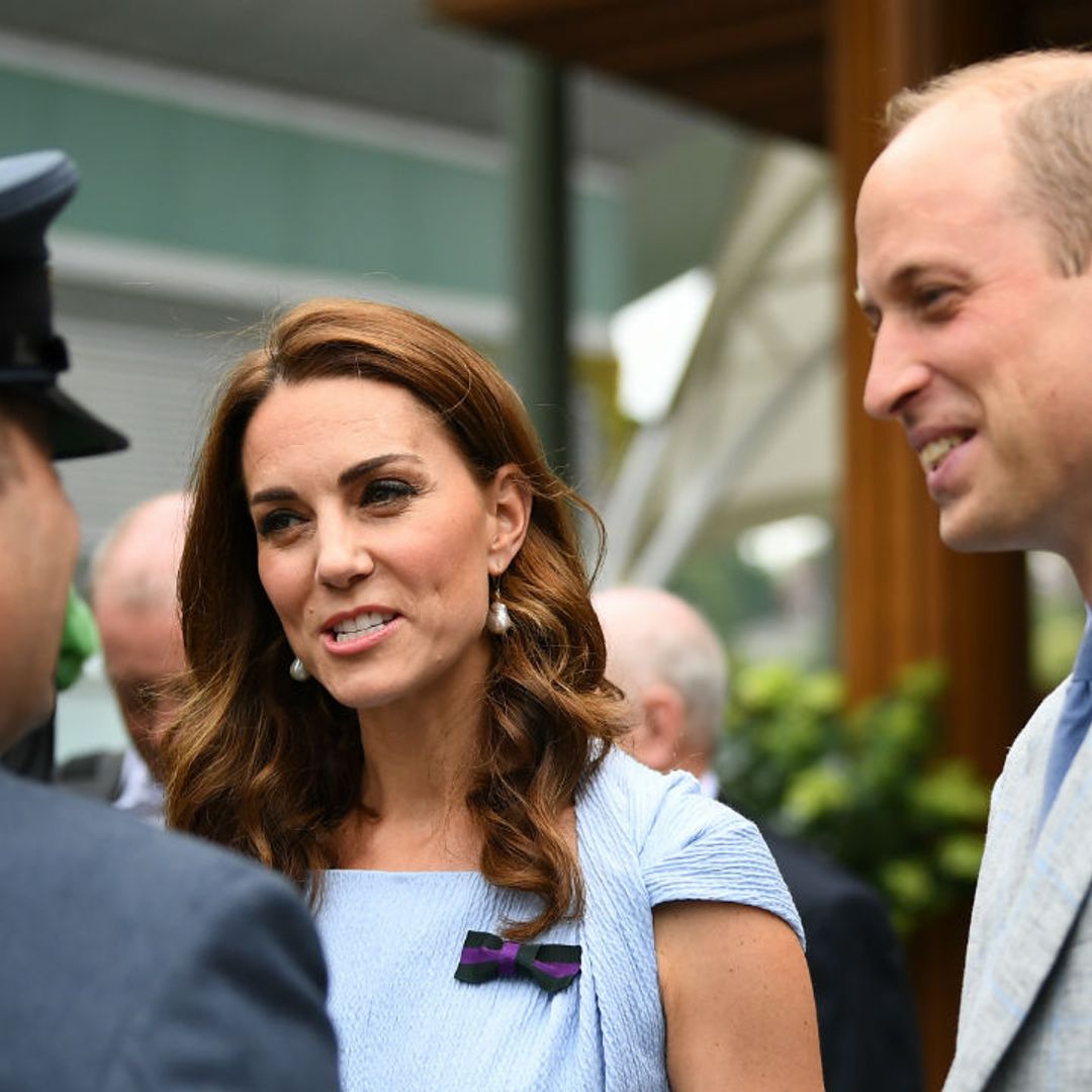 The Duchess of Cambridge is radiant in blue at the men's Wimbledon finals with Prince William